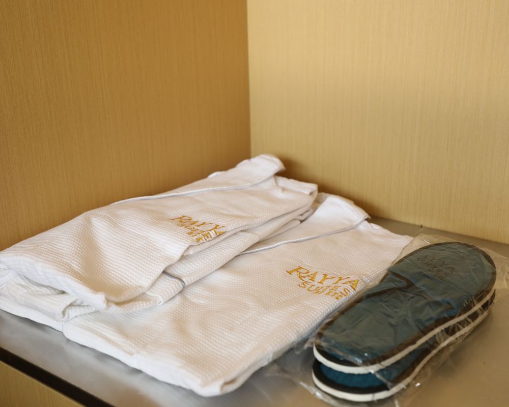 Rayya Suites embroidered bathrobe and slippers
